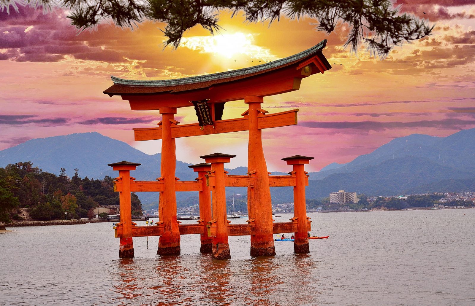 The Great Torii of Itsukushima Shrine at sunset, Hiroshima